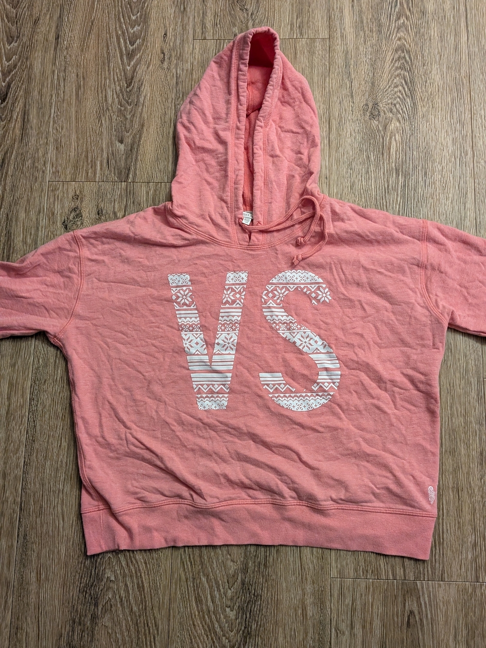 Victoria's Secret Coral Pink Hooded Sweatshirt with VS Lettering